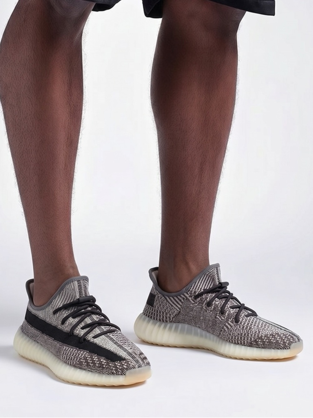 Yeezy Adidas Brown/Beige Knit Fabric 350 V2 Zyon Sneakers